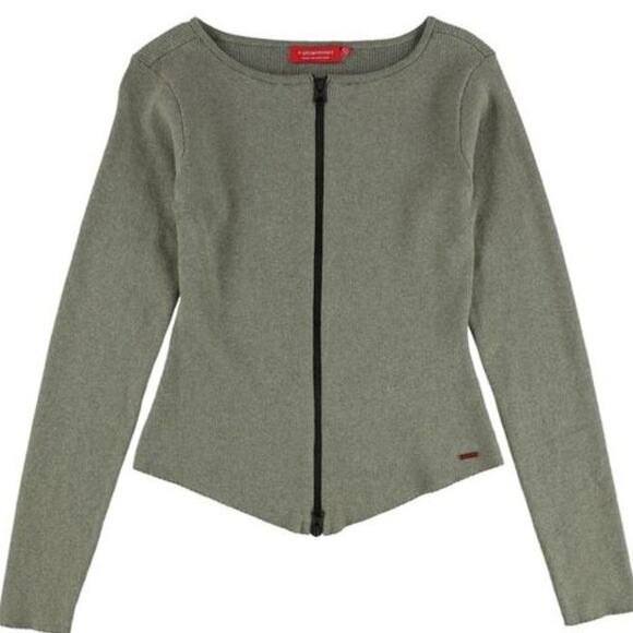 n:PHILANTHROPY Jacket Womens Small Green Saged Cardigan Sweater Full Zip Ribbed - Picture 1 of 7